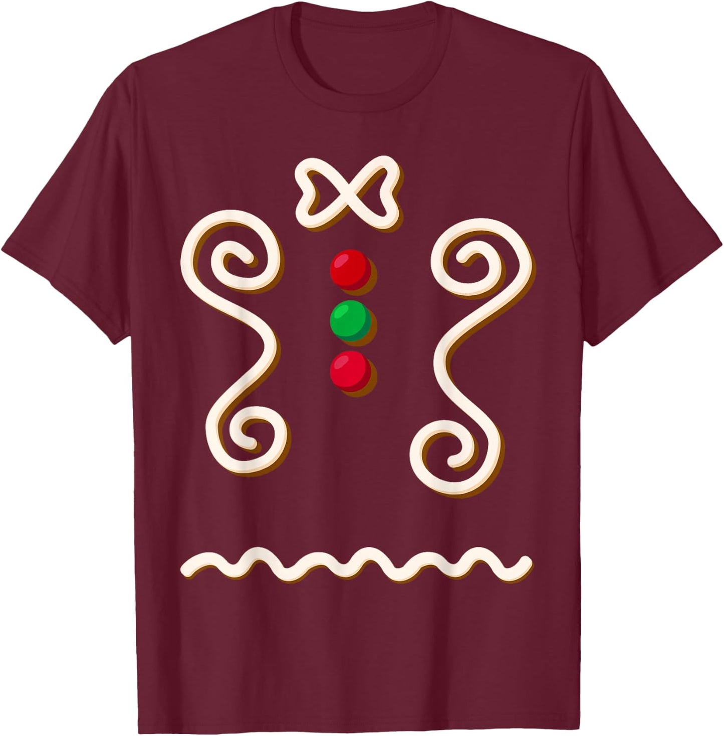 Gingerbread Man Costume Funny DIY Christmas Lazy Halloween T-Shirt - T-Shirt | Maroon
