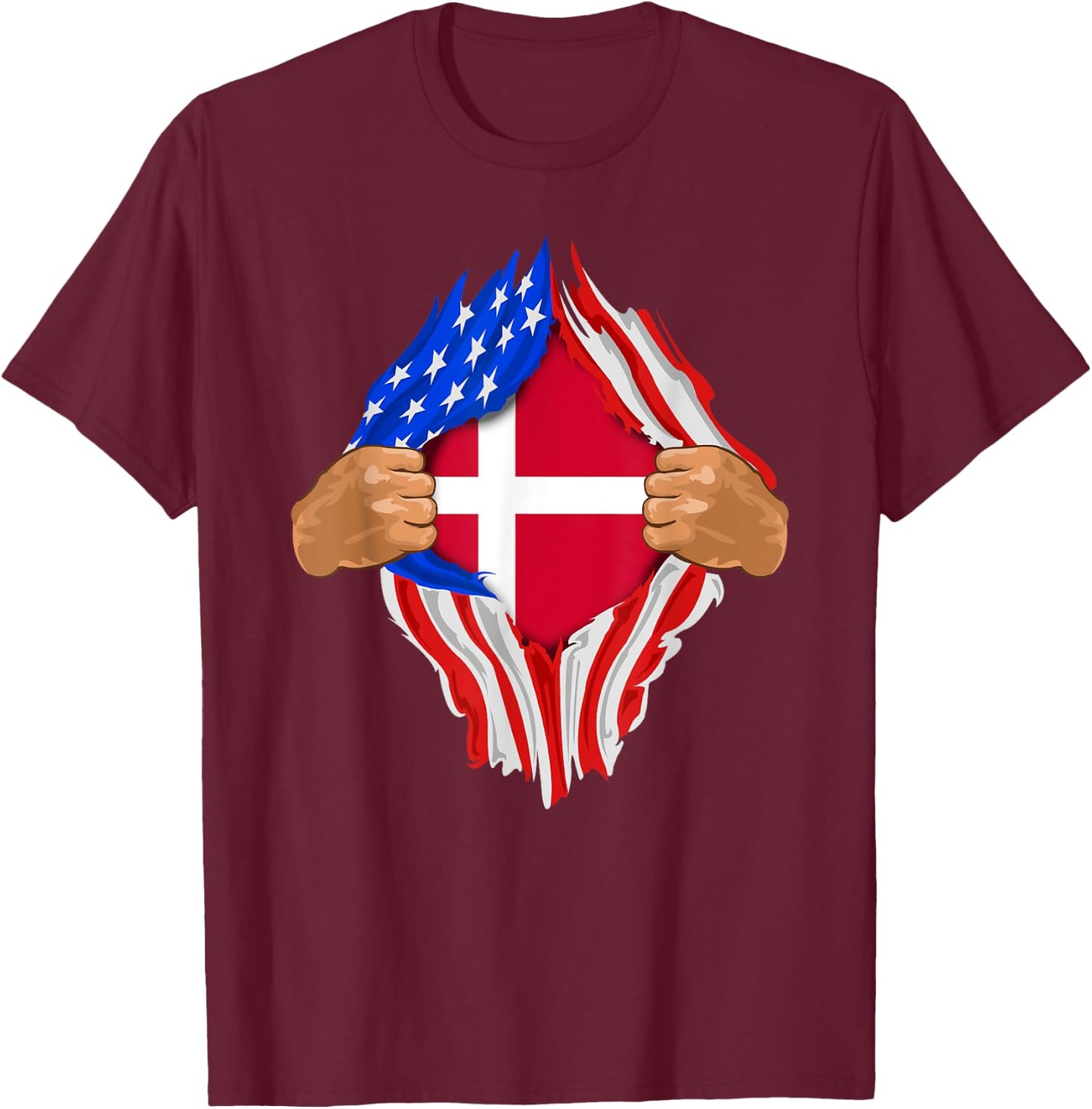 Danish Blood Inside Me | Denmark Flag Gift T-Shirt - T-Shirt | Maroon