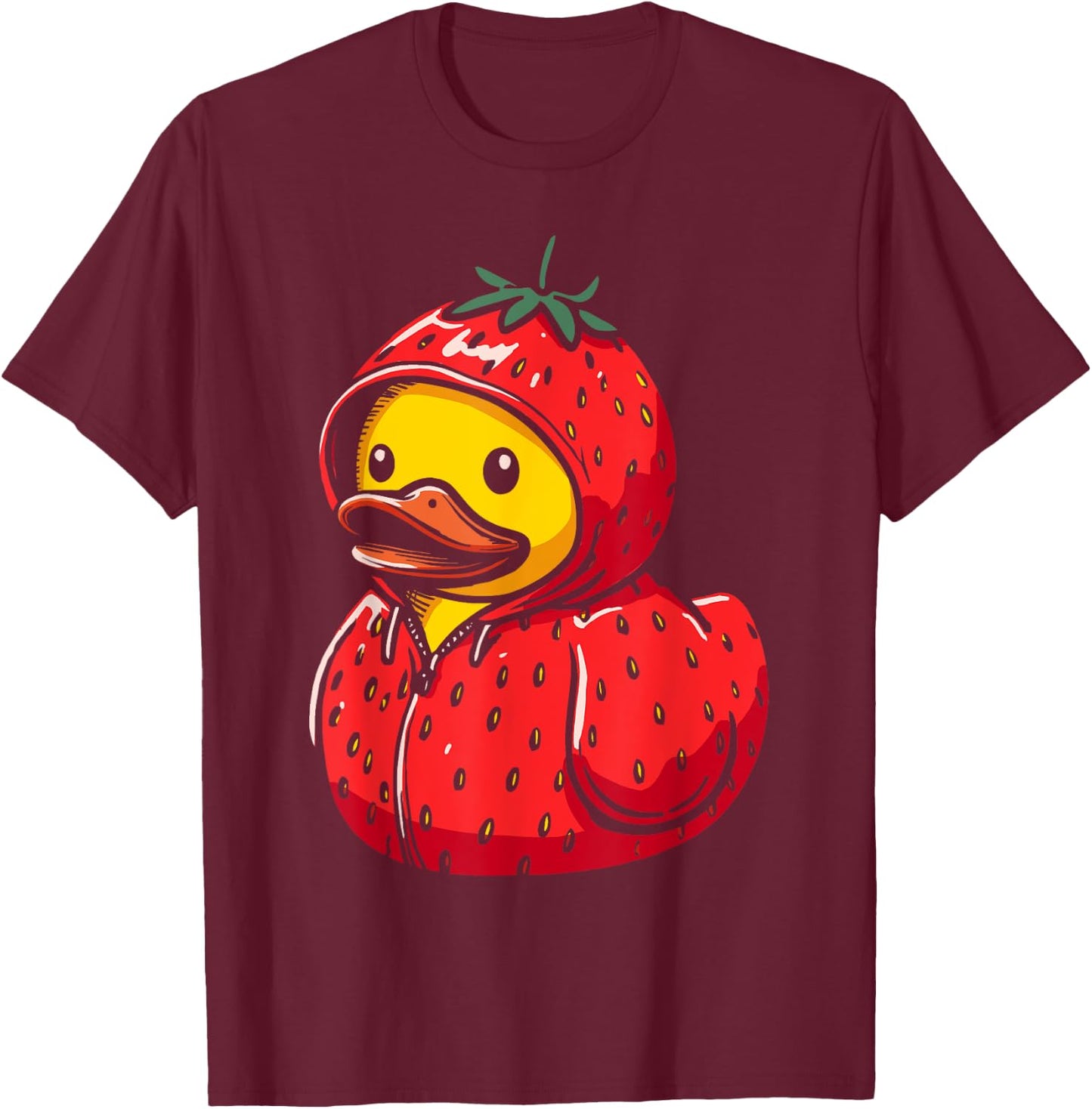 Strawberry Rubber Duck Strawberry Duckling T-Shirt - T-Shirt | Maroon