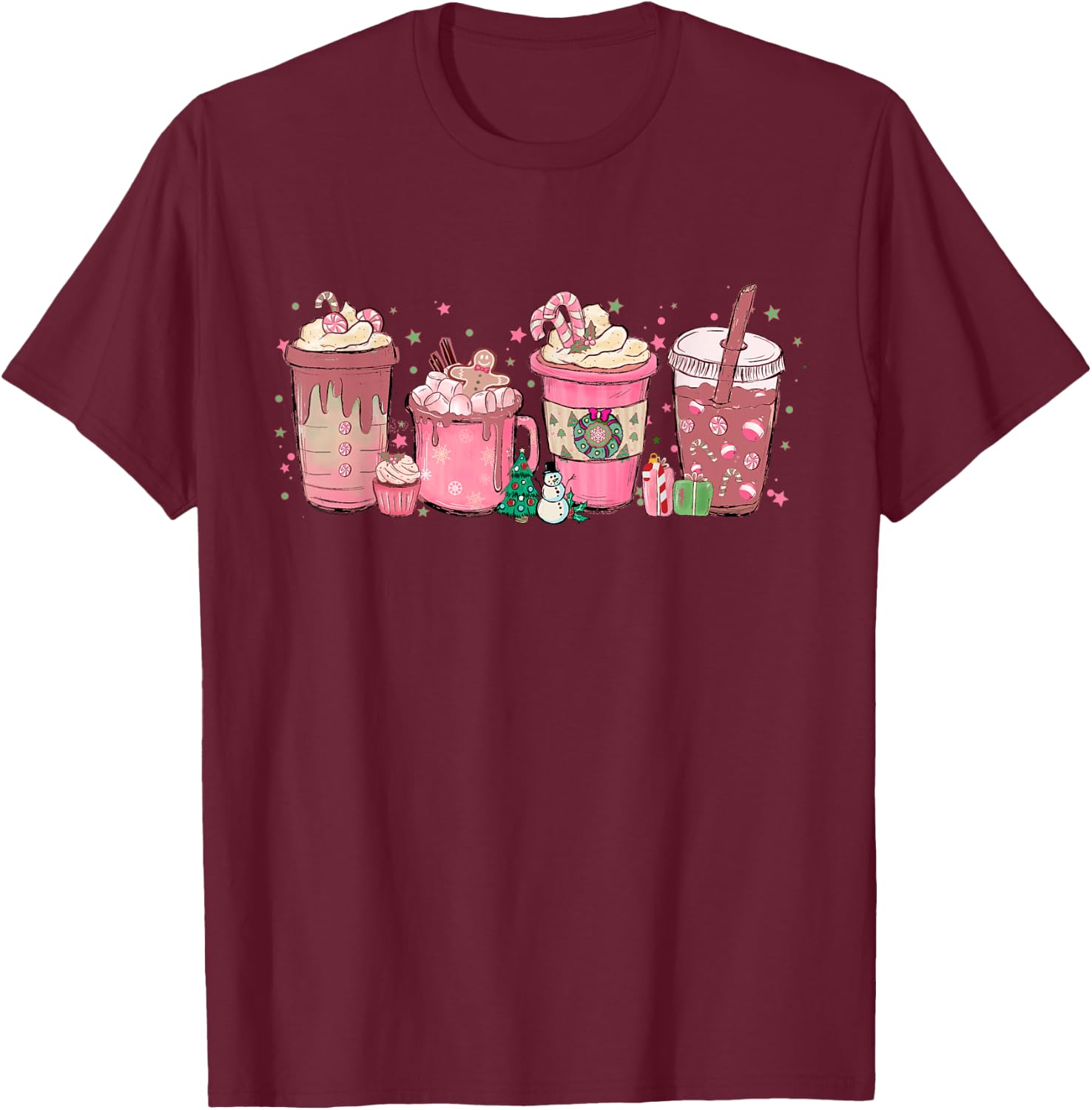 Coffee Lovers Christmas Coffee T-Shirt - T-Shirt | Maroon