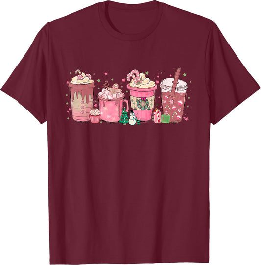 Coffee Lovers Christmas Coffee T-Shirt - T-Shirt | Maroon