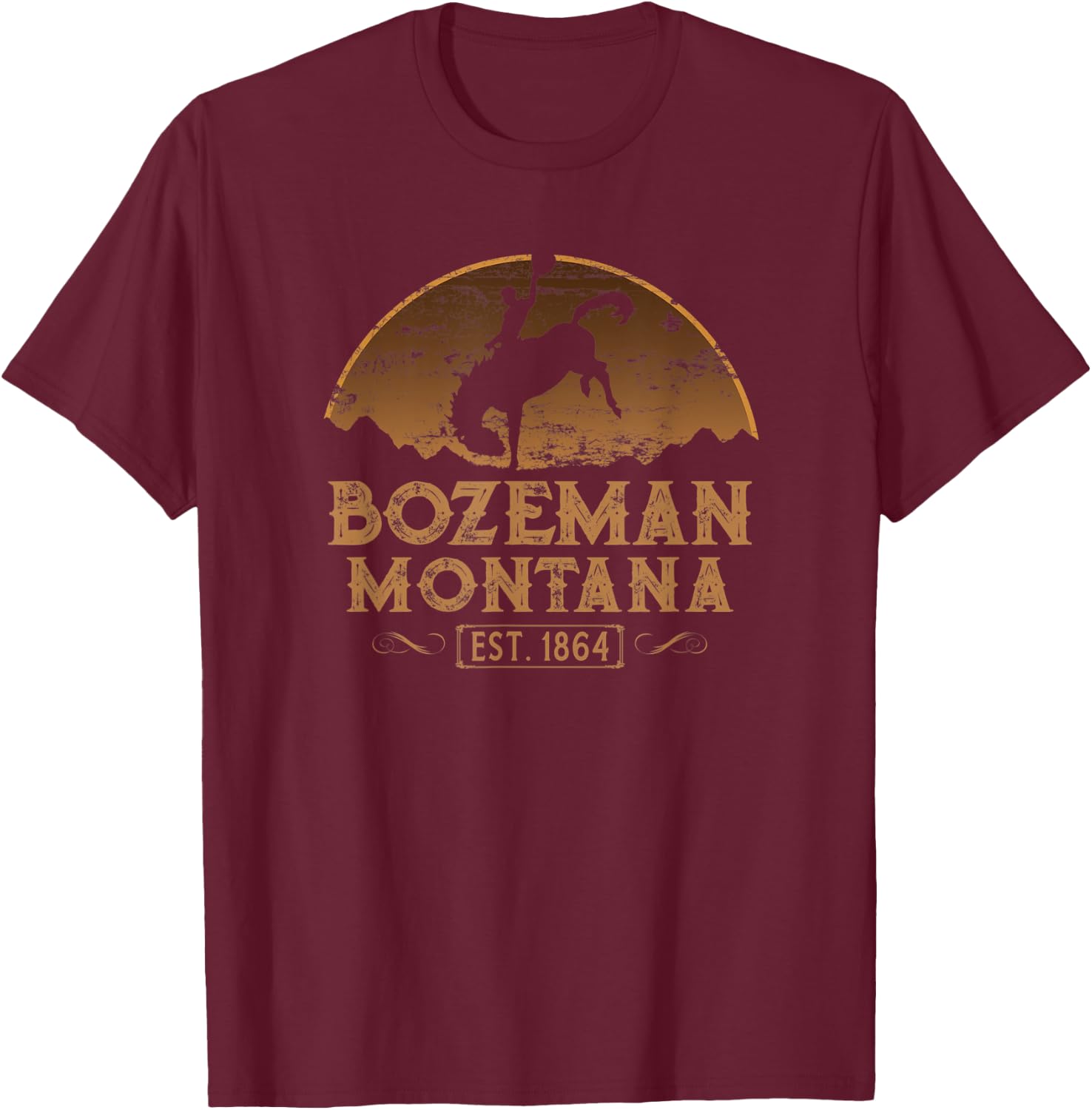 Bozeman Montana MT Rodeo Cowboy T-Shirt - T-Shirt | Maroon
