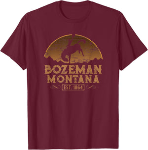 Bozeman Montana MT Rodeo Cowboy T-Shirt - T-Shirt | Maroon