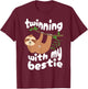 Cute Twinning Sloth Bestie Spirit Week Twin Day Best Friend T-Shirt - T-Shirt | Maroon