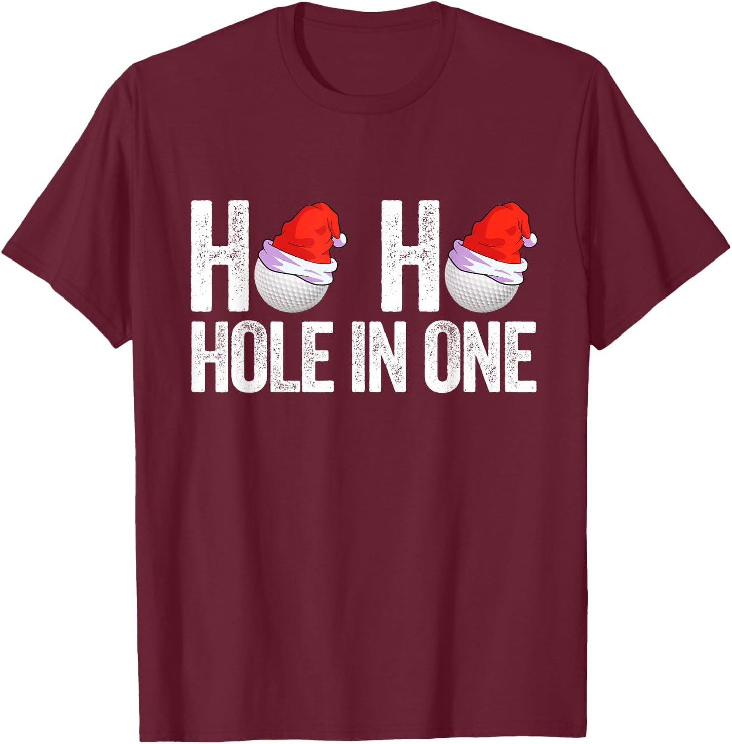 Golf Ball Christmas Golfing Santa Hat Golf Gift Golfer T-Shirt - T-Shirt | Maroon