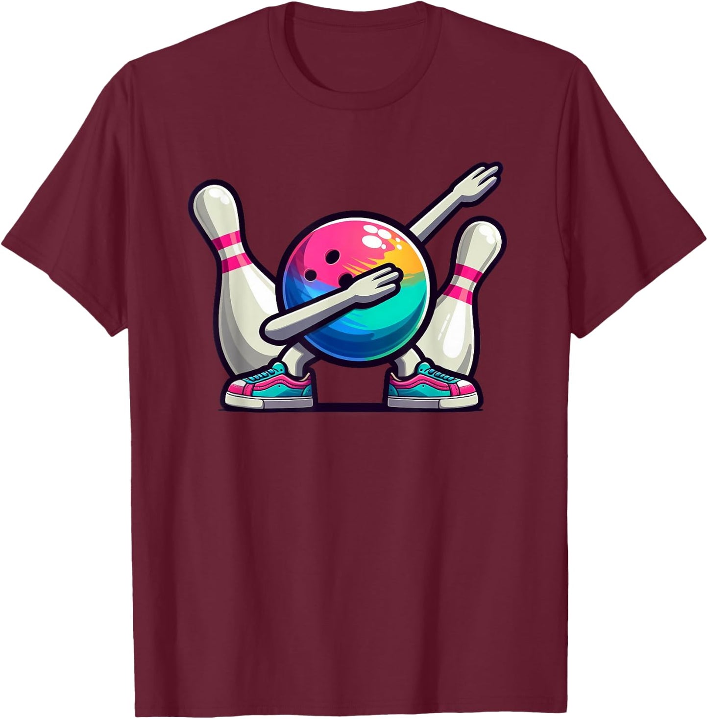 Bowling Dab Bowler Bowling Ball Player Pin Kids Boys Men T-Shirt - T-Shirt | Maroon