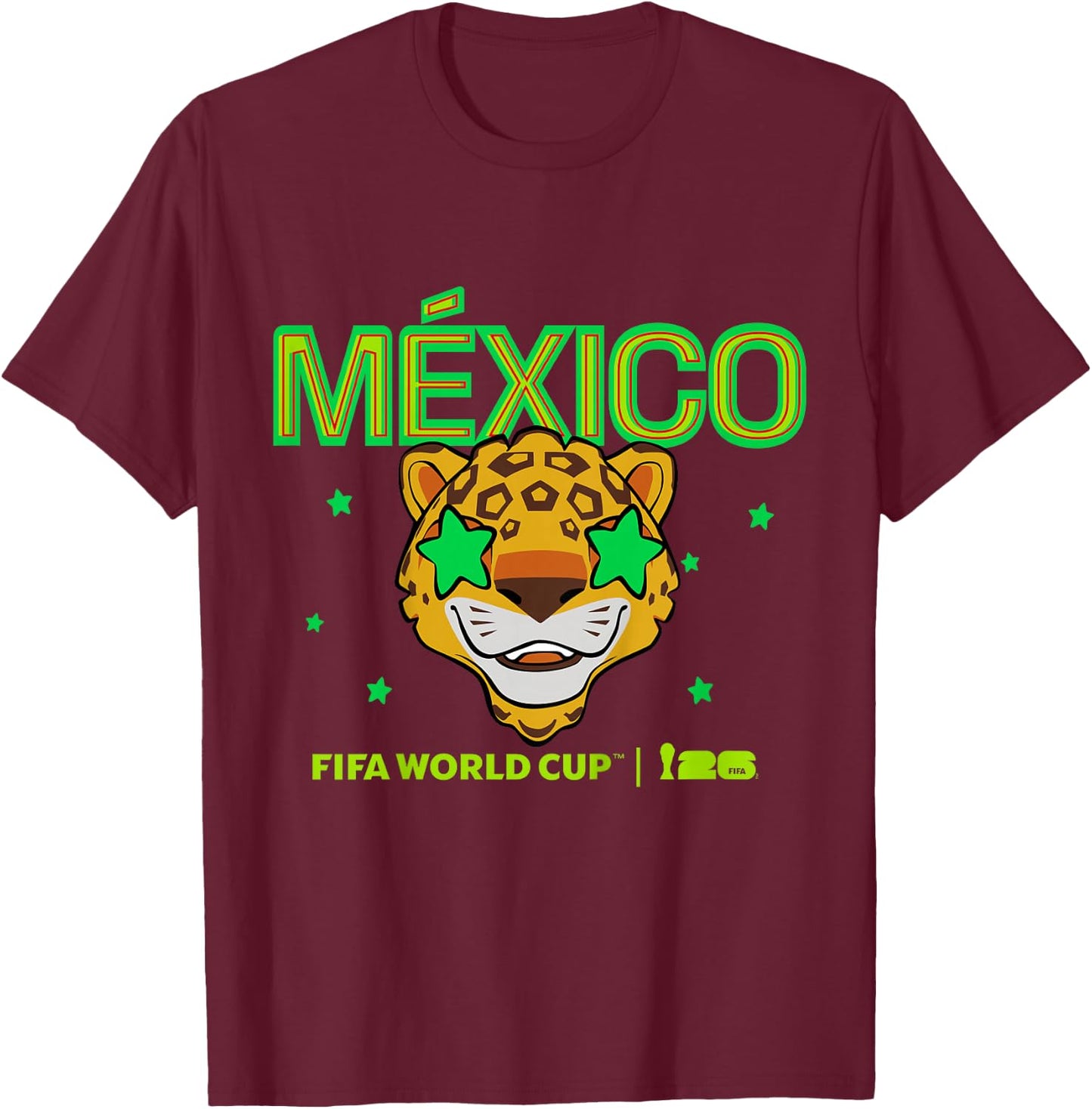 Kids FIFA World CUP26 Mexico Mascot Stars T-Shirt - T-Shirt | Maroon
