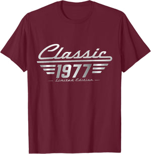 Classic 1977 Limited Edition Vintage Car Birthday T-Shirt - T-Shirt | Maroon