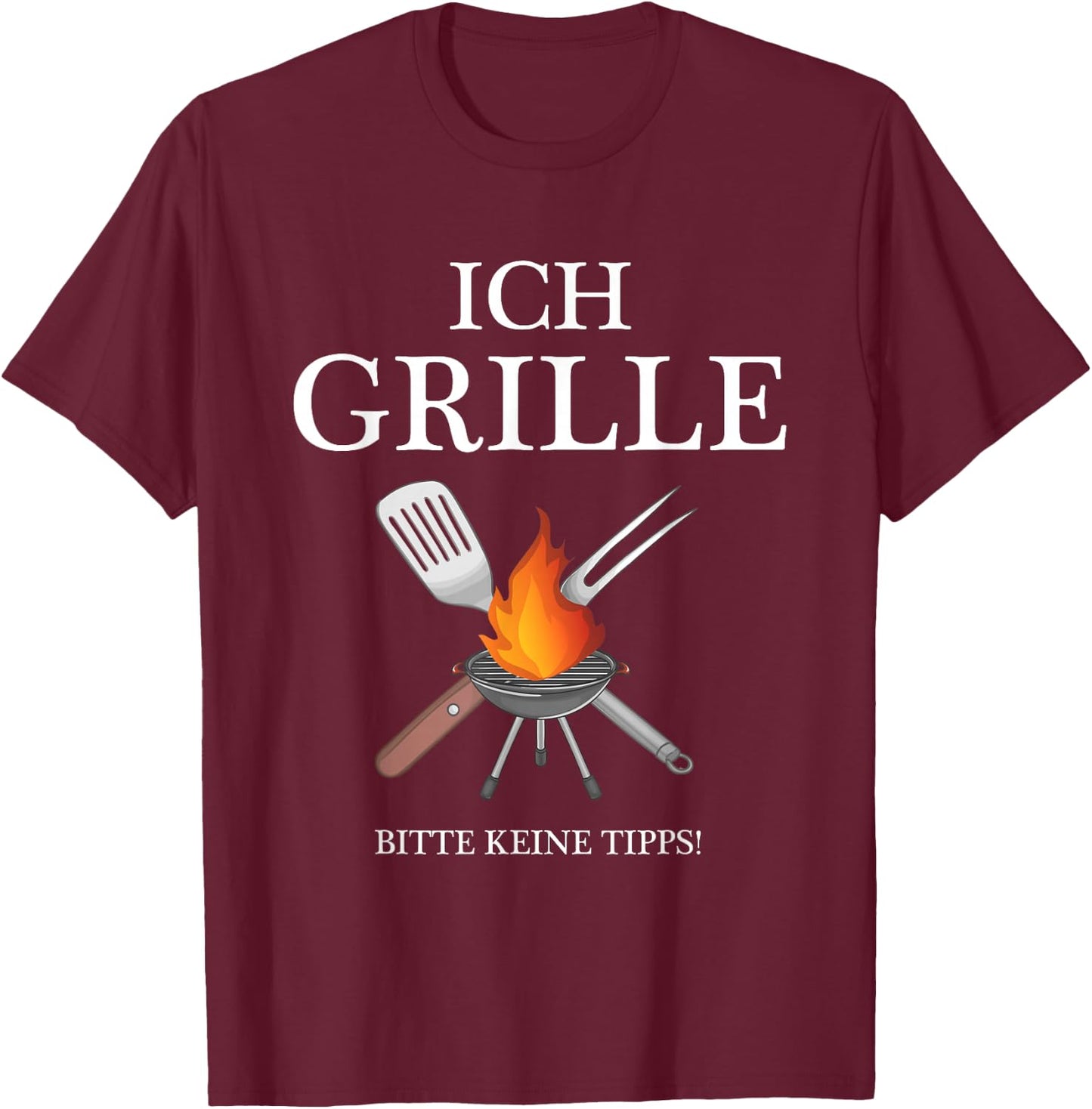 Lustige Grillen BBQ Geschenke für Männer am Grill - ICH GRILLE Bitte keine Tipps - BBQ Grillmeister Griller Schwarz Klein EU 38-40 T-Shirt - T-Shirt | Maroon