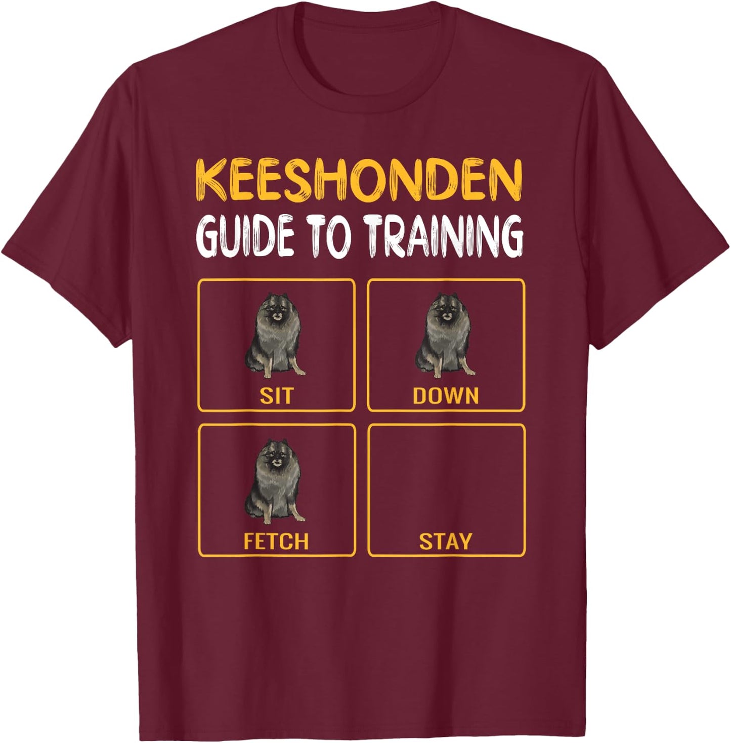 Keeshond Guide Dog Training , Black, S T-Shirt - T-Shirt | Maroon