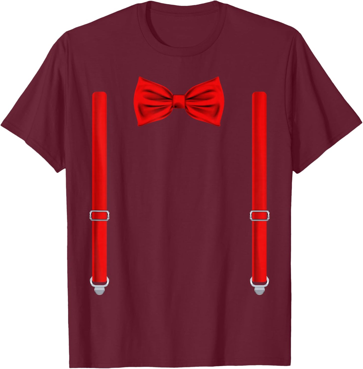 Bow Tie with Straps for Wedding and Special Occasions T-Shirt - T-Shirt | Maroon