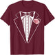Tuxedo Funny Kids Adult Rose Boutonniere Pink Tuxedo Costume T-Shirt - T-Shirt | Maroon