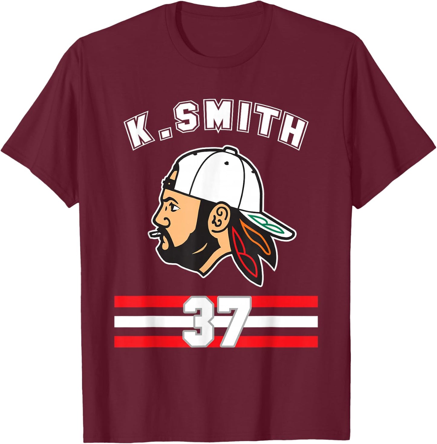 Kevin Smith VASHL Street Hockey League Jersey Team Hawks 37 T-Shirt - T-Shirt | Maroon