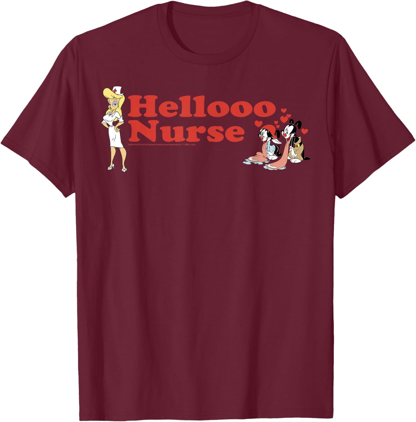 Animaniacs Group Shot Hellooo Nurse T-Shirt - T-Shirt | Maroon
