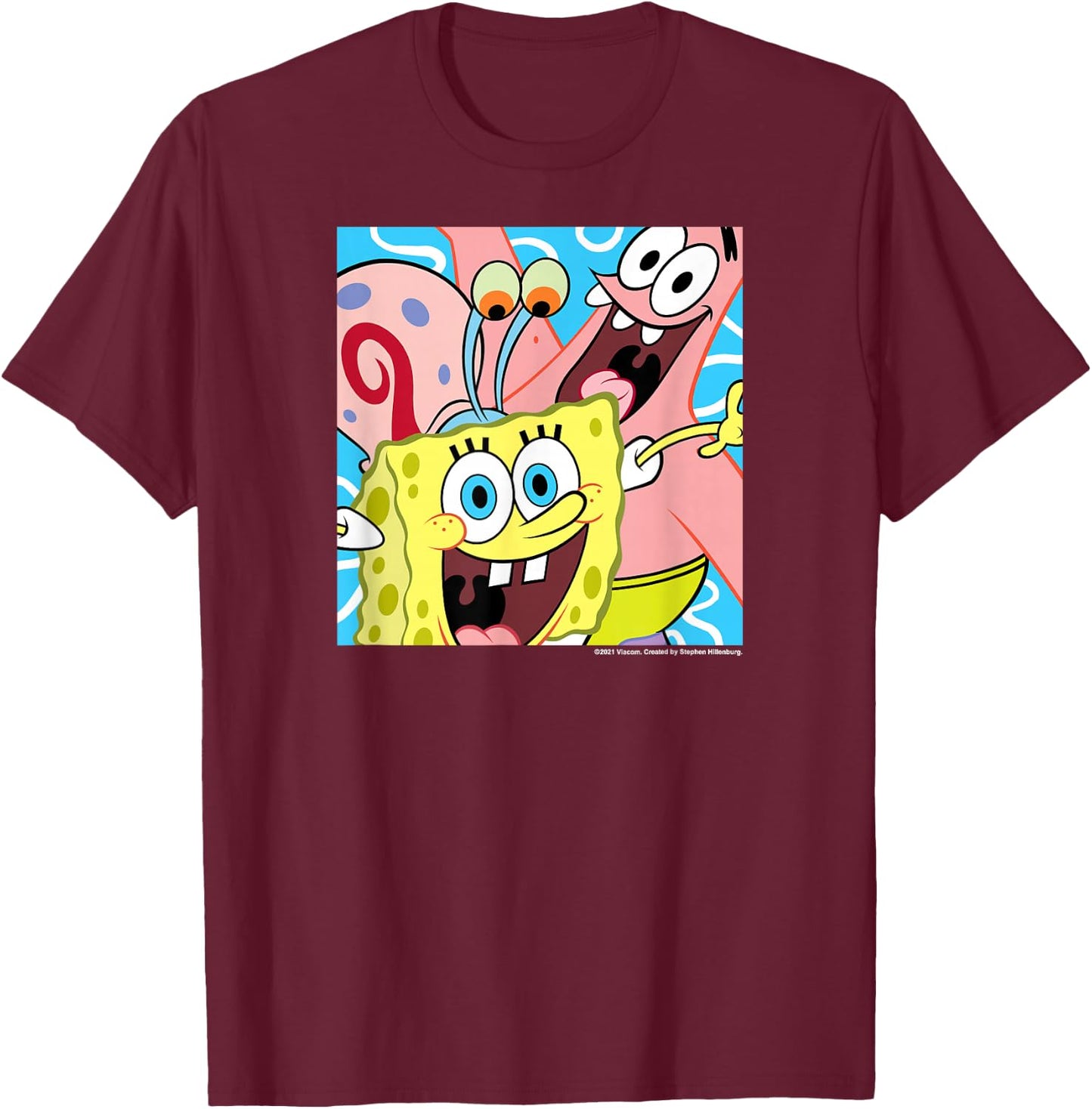 Spongebob Squarepants - Patrick Star and Gary the Snail T-Shirt - T-Shirt | Maroon