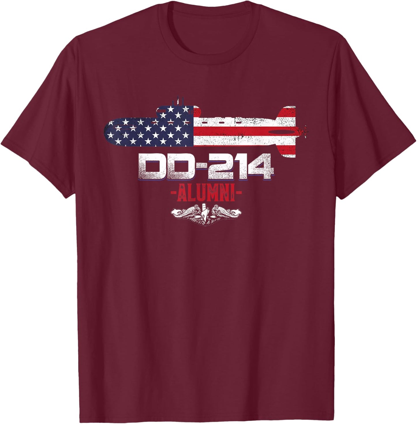 Submarine Veteran Military DD-214 Submarines Service Alumni T-Shirt - T-Shirt | Maroon