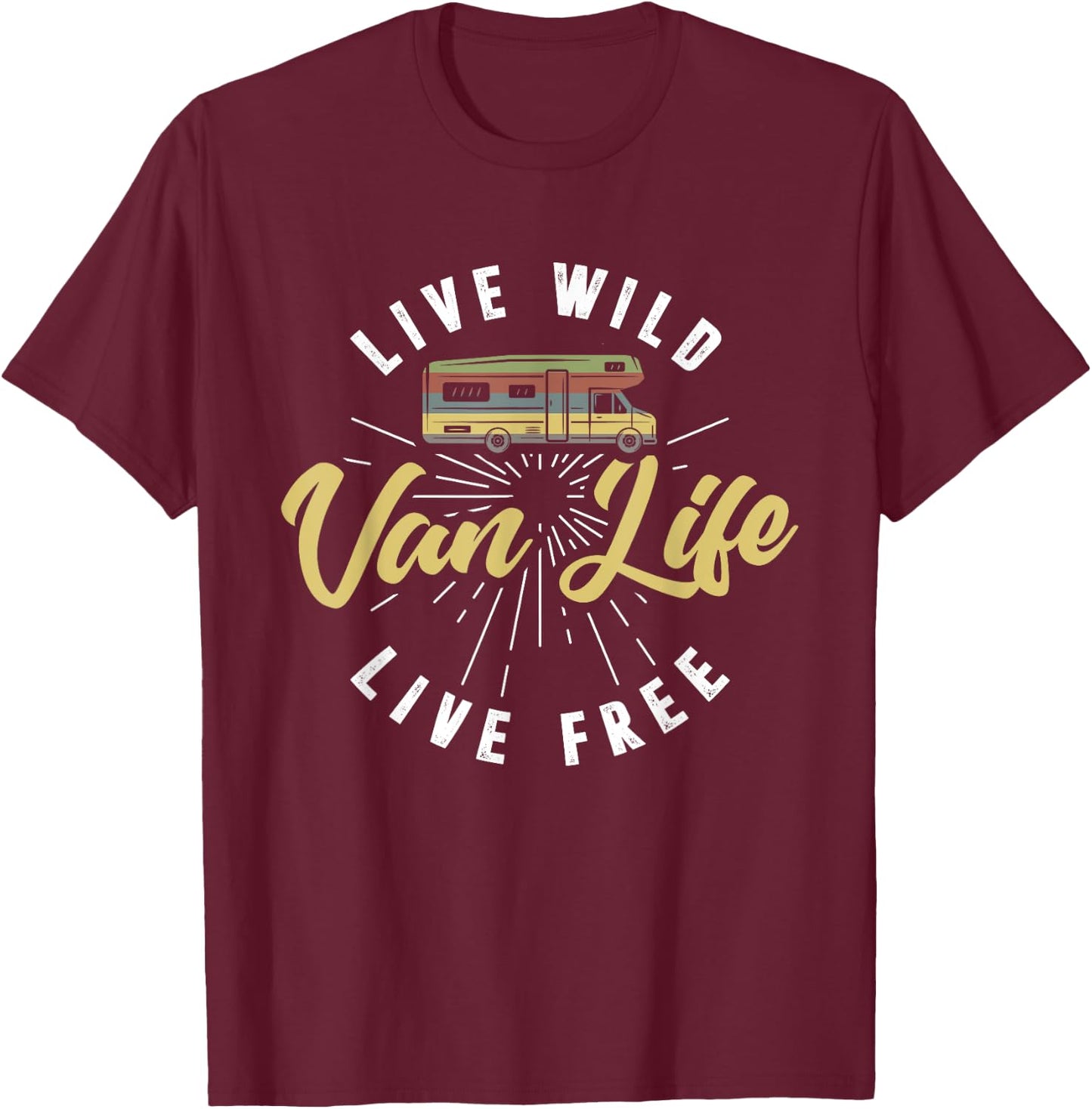 Van Life Retro Vintage Van Dwellers T-Shirt - T-Shirt | Maroon