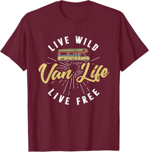Van Life Retro Vintage Van Dwellers T-Shirt - T-Shirt | Maroon