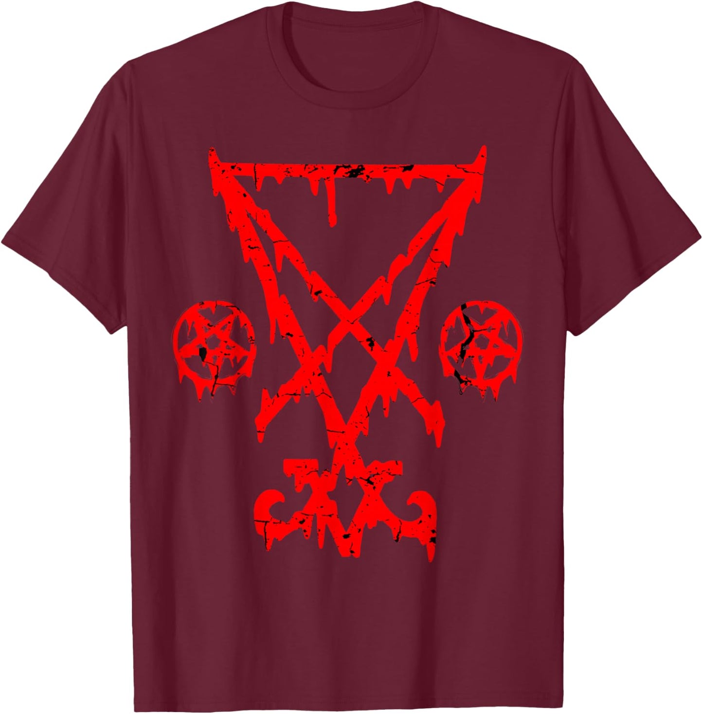 Lucifer Sigil Pentagram Devil Satanic Pentacle Gothic Satan T-Shirt - T-Shirt | Maroon