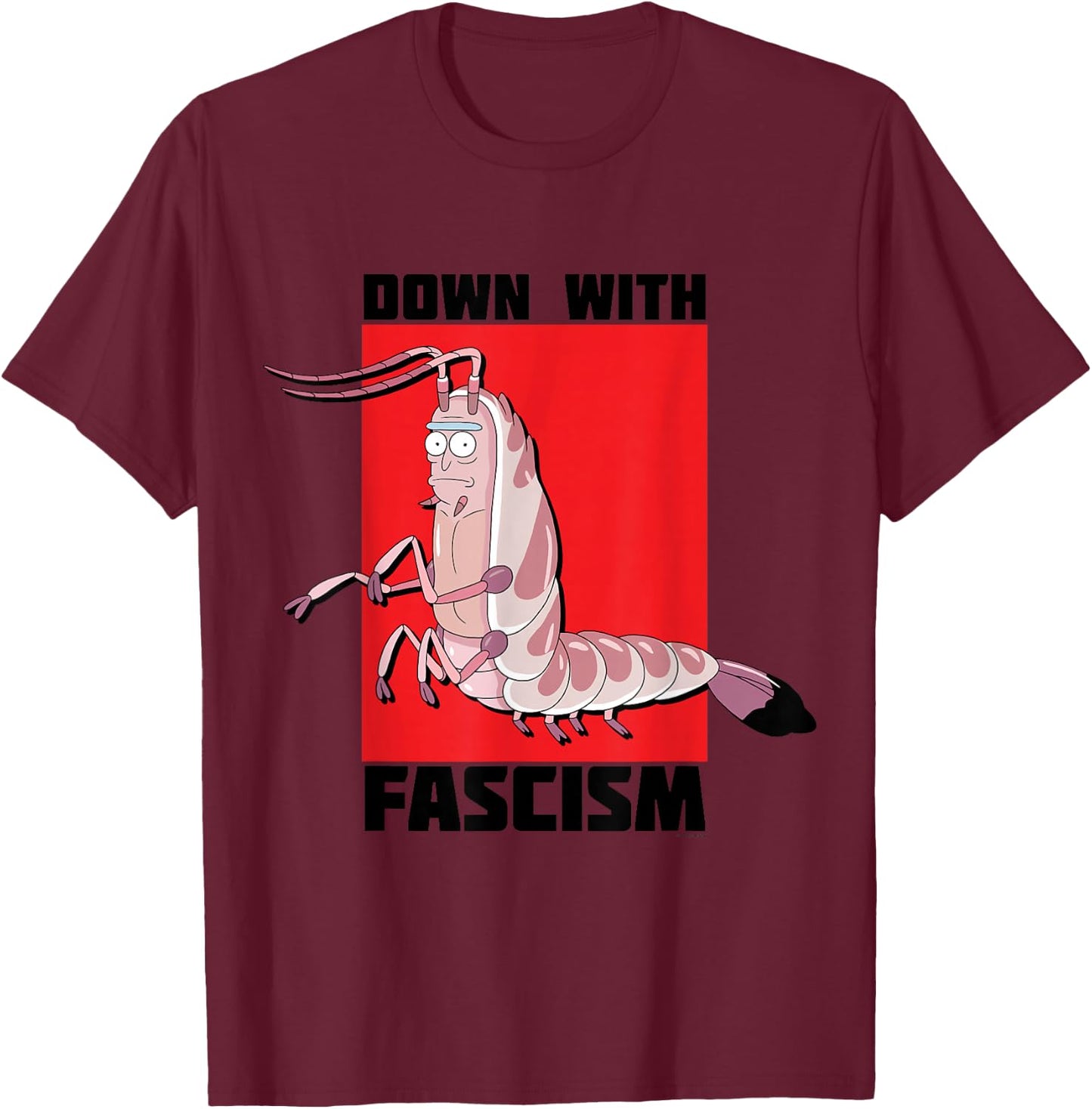 Rick and Morty Shrimp Adult Cartoon Fashion T-Shirt - T-Shirt | Maroon