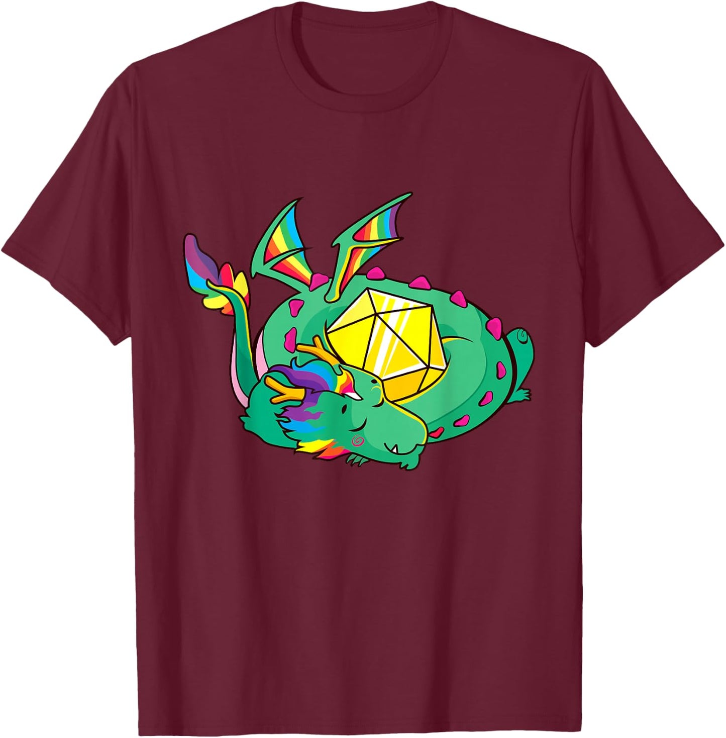 Kawaii Dragon D20 Dice Rolepaying Games TTRPG Boys Kids Men T-Shirt - T-Shirt | Maroon