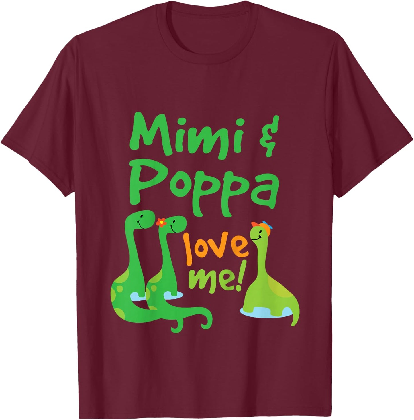 Kids Mimi And Poppa Love Me Grandson Dinosaurs T-Shirt - T-Shirt | Maroon