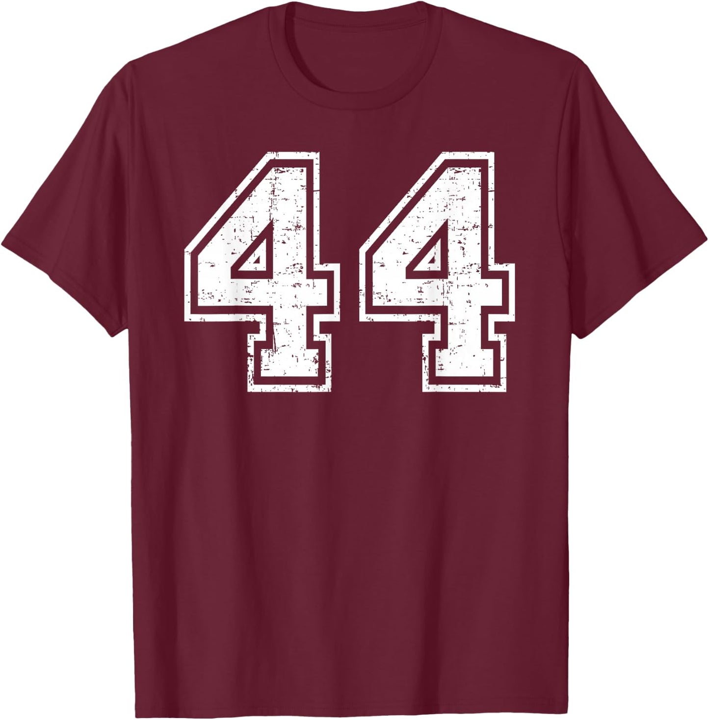 44 Number Forty-Four Team Sports Grunge Varsity Matching T-Shirt - T-Shirt | Maroon