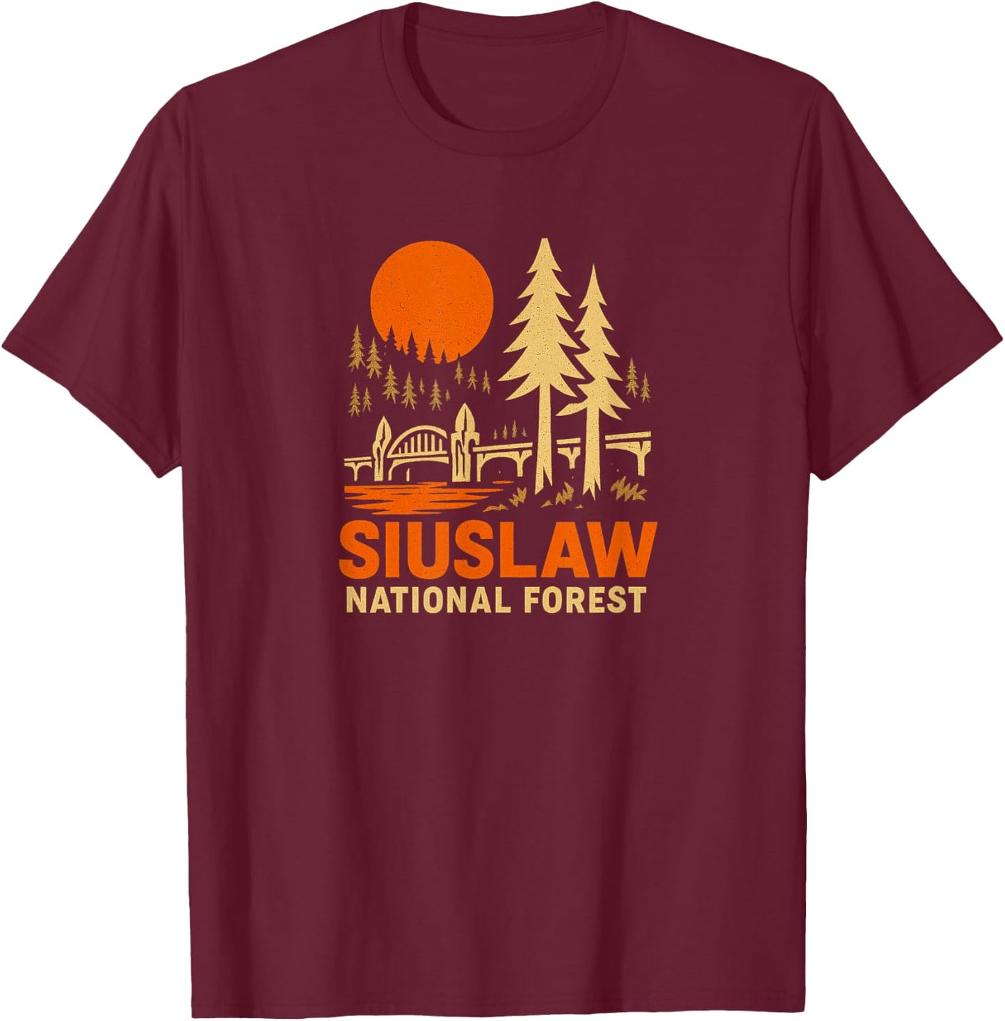 Siuslaw National Forest Vintage Style Design T-Shirt - T-Shirt | Maroon