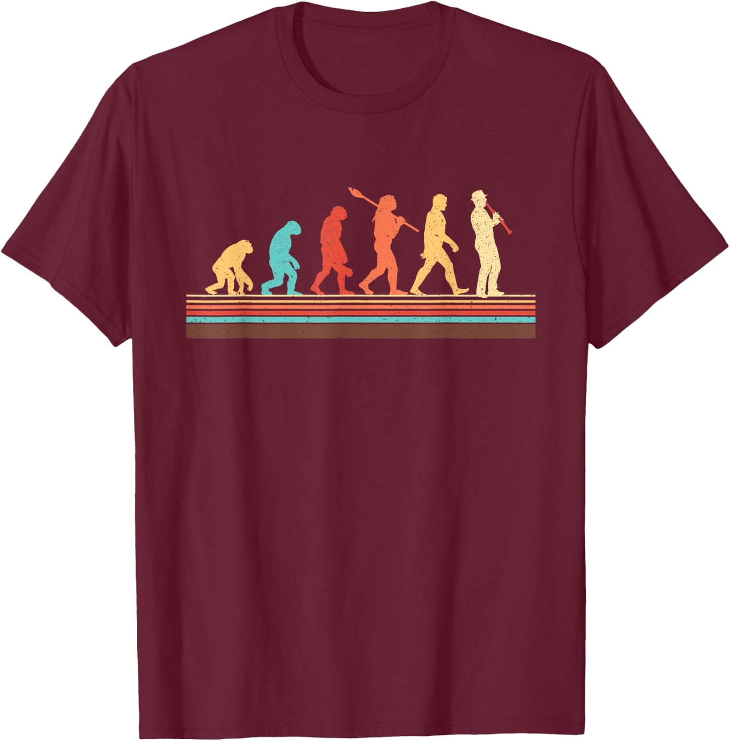 Evolution Of Clarinet Player - Marching Band Player T-Shirt - T-Shirt | Maroon