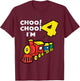 Kids 4th Birthday Train Choo Choo Im 4 Year Old Bday Boys Kids T-Shirt - T-Shirt | Maroon