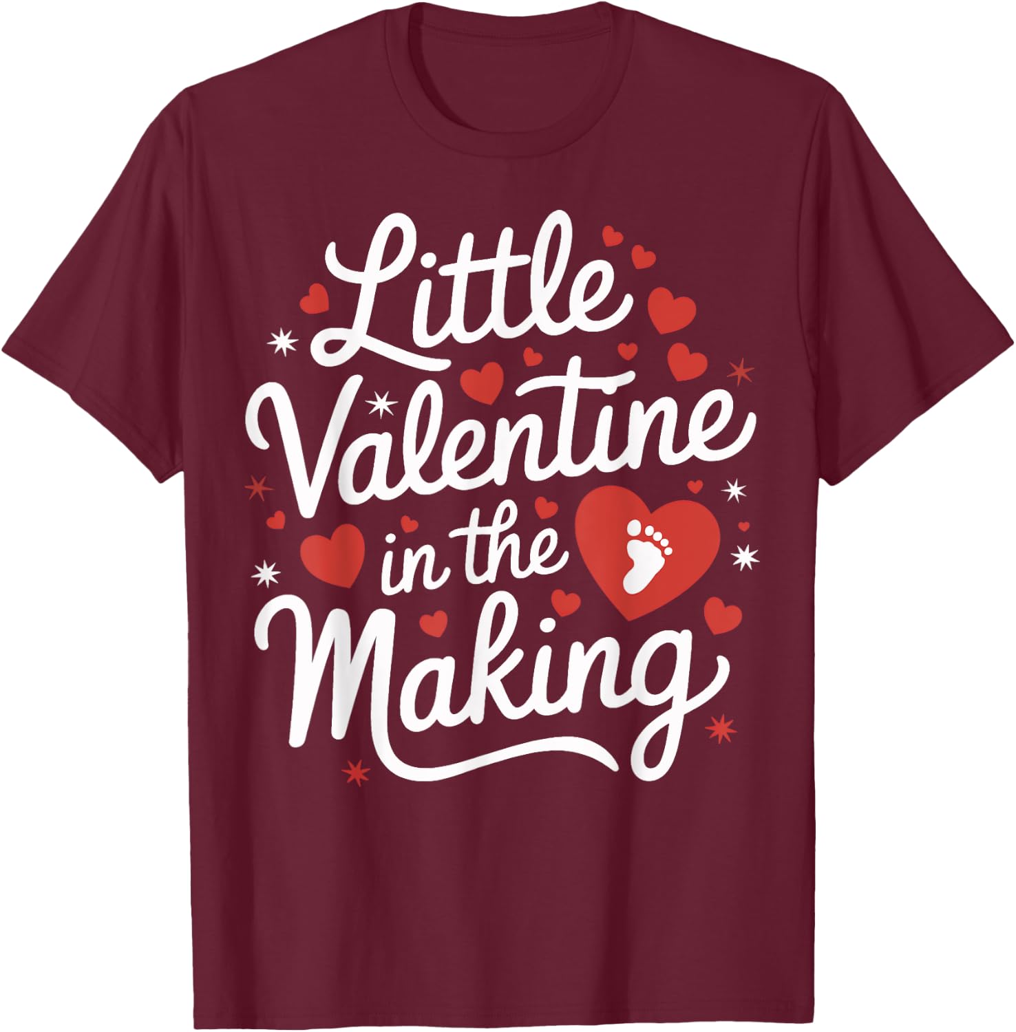 Little Valentine In the Making Pregnancy Announcement Cute T-Shirt - T-Shirt | Maroon