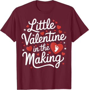 Little Valentine In the Making Pregnancy Announcement Cute T-Shirt - T-Shirt | Maroon