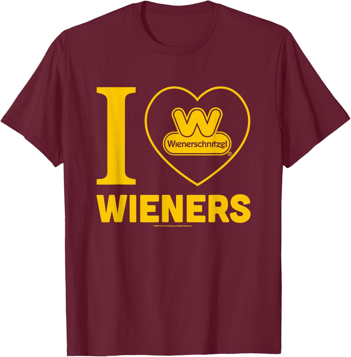 Wienerschnitzel I Love Wieners Big Chest Logo T-Shirt - T-Shirt | Maroon