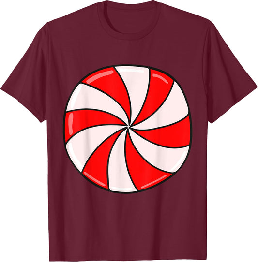 Christmas Peppermint Candy T-Shirt - T-Shirt | Maroon