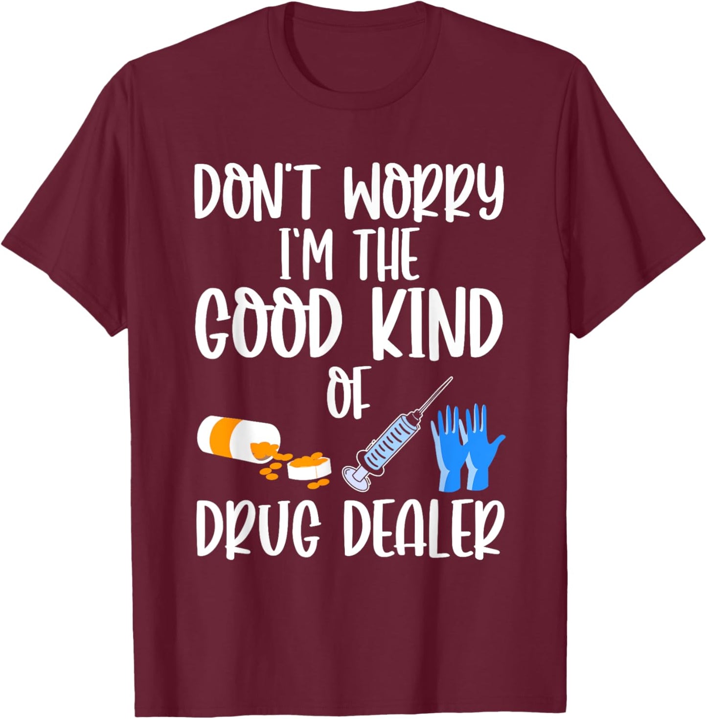 Medication Aide Med Aide Funny Pharmacy Technicians T-Shirt - T-Shirt | Maroon