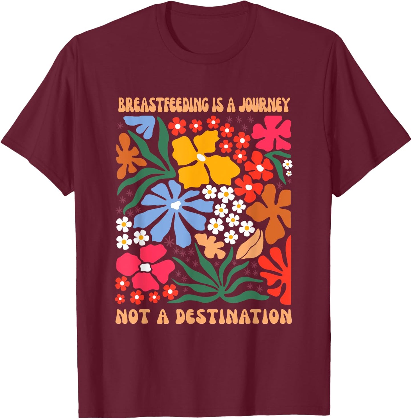 Lactivist IBCLC Breastfeeding Consultant Women's Floral Boho Black , Small, Short Sleeve T-Shirt - T-Shirt | Maroon