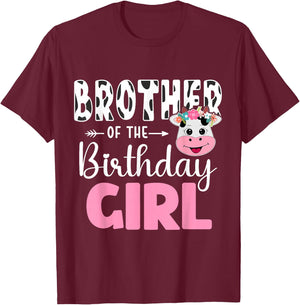 Brother Of The Birthday Girl Shirt Cow 1st Birthday Girl T-Shirt - T-Shirt | Maroon