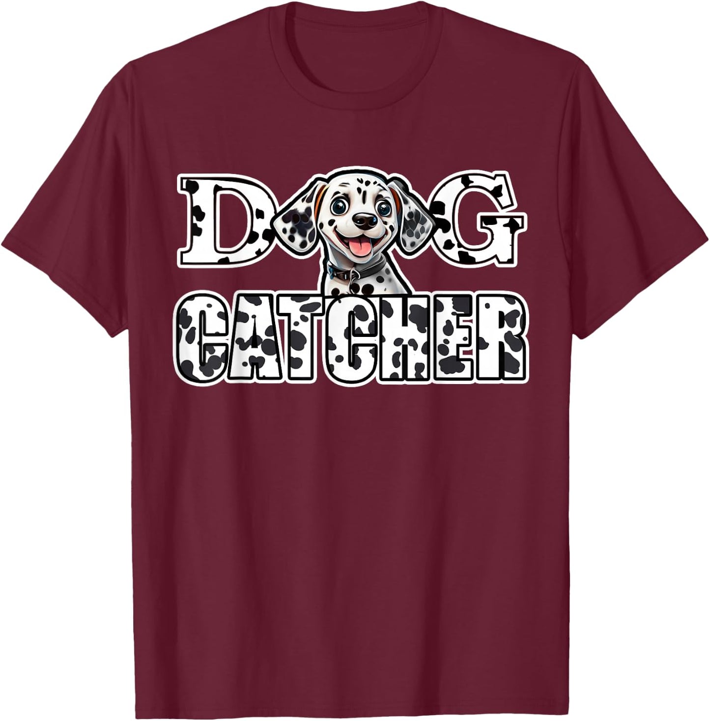 Dalmatian Dog Catcher Costume Dalmation Easy Family Costume Men Women Kids T-Shirt - T-Shirt | Maroon