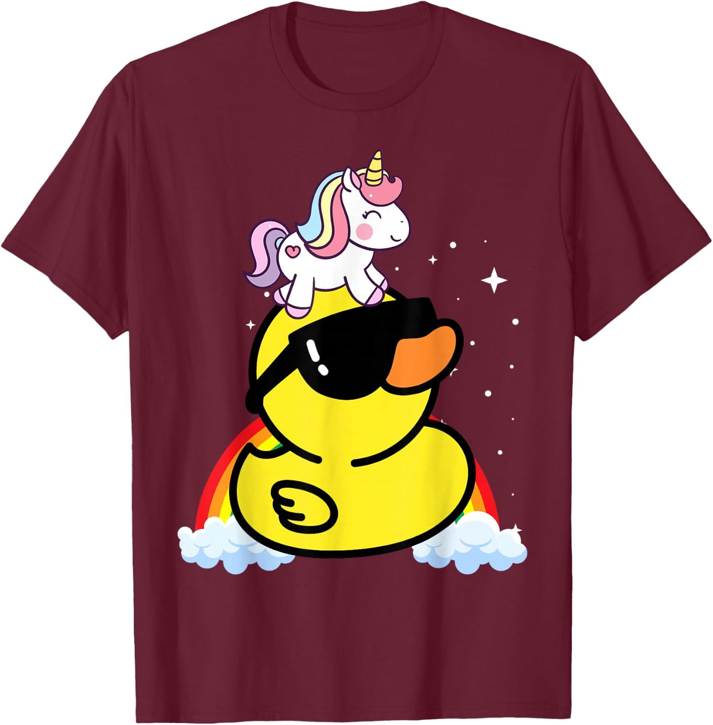Unicorn Riding Duck T-Shirt - T-Shirt | Maroon