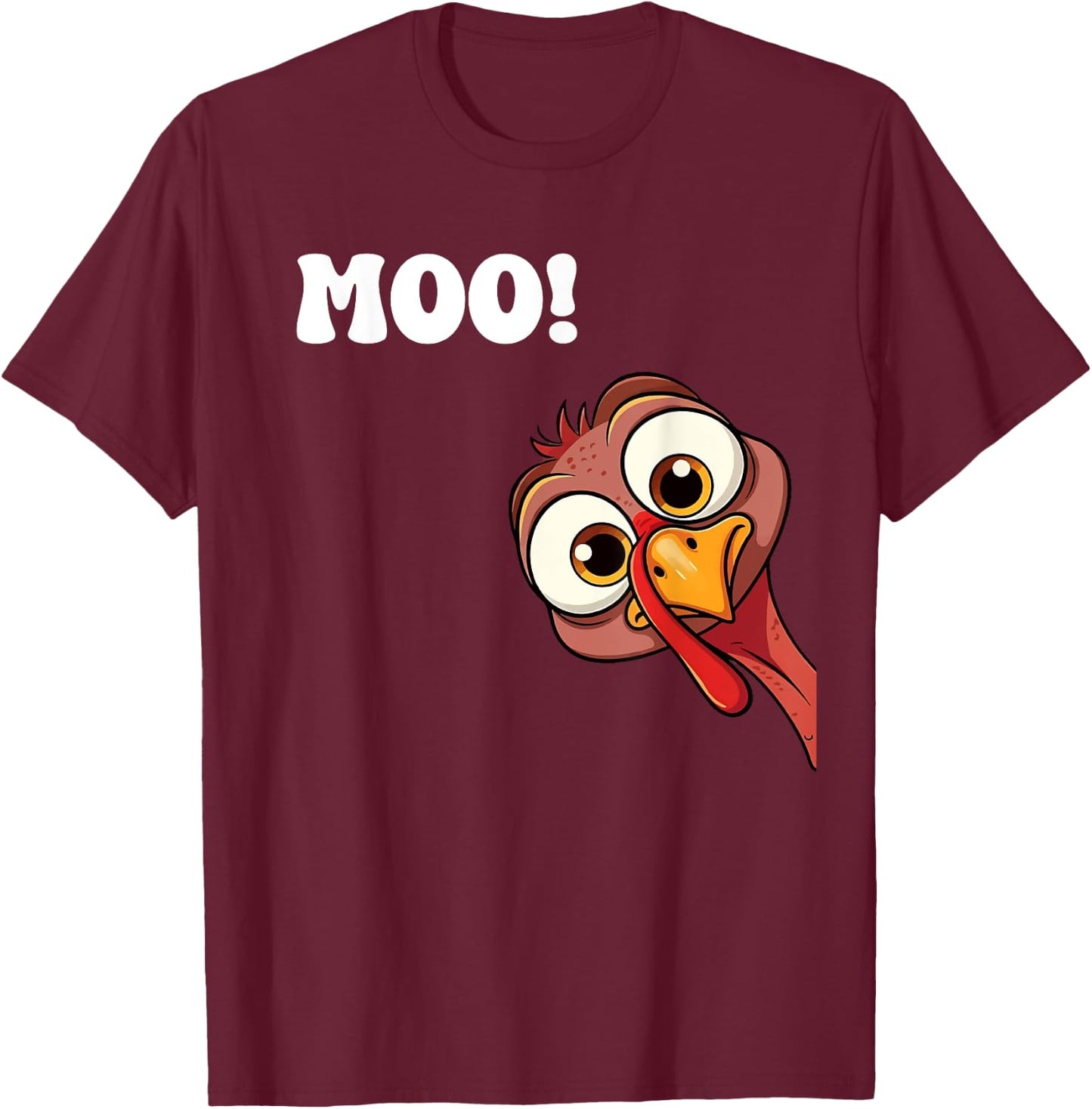 Turkey Cow Moo Funny Fall autumn Thanksgiving Saying T-Shirt - T-Shirt | Maroon