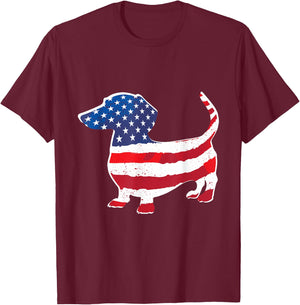 USA American Flag Dachshund Pet Dog Lovers 4th of July Men T-Shirt - T-Shirt | Maroon