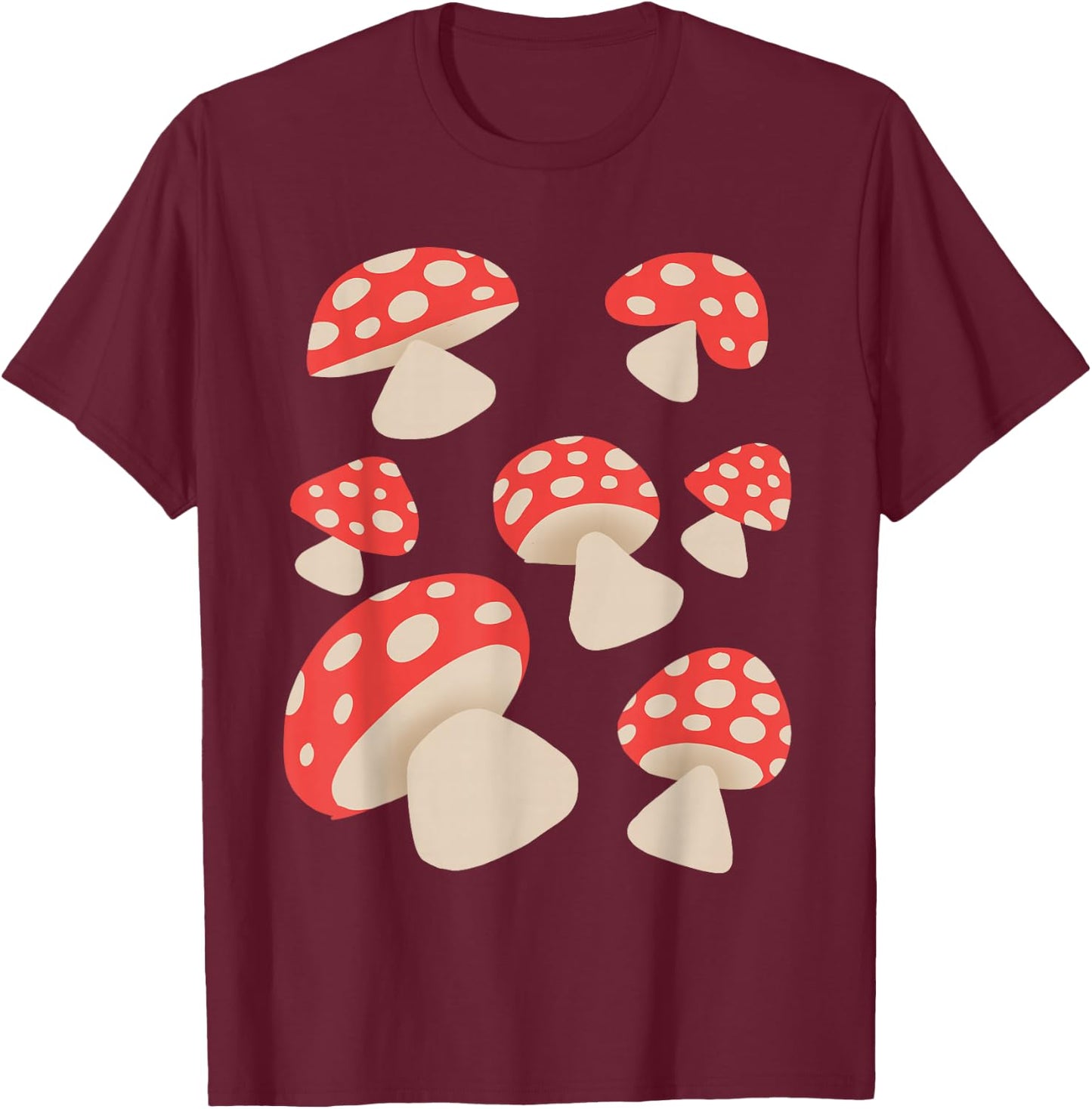 Toadstools and red mushrooms T-Shirt - T-Shirt | Maroon