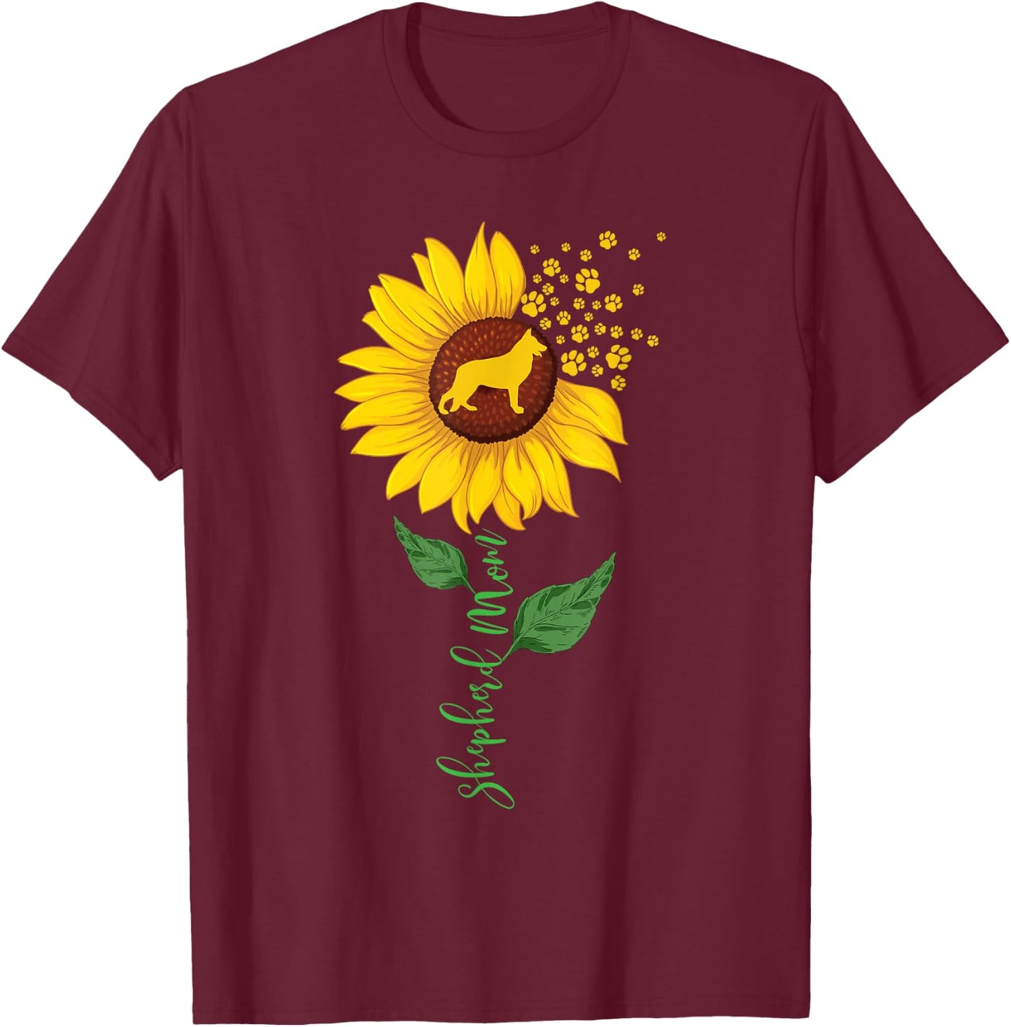 Shepherd Mom - Sunflower Dog Lover Canine Pet Breeder T-Shirt - T-Shirt | Maroon