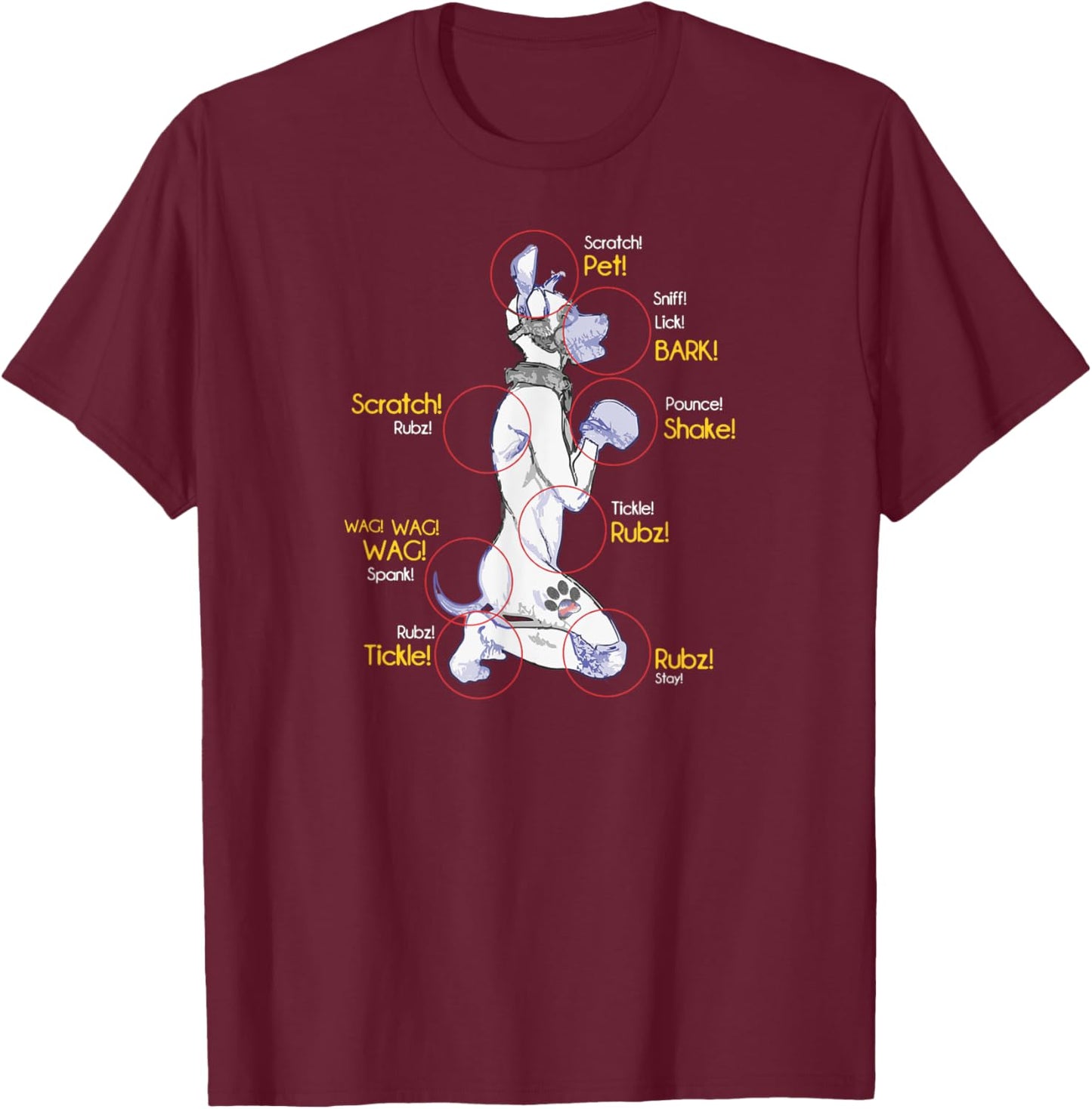 Human Puppy Play - Puppy Diagram Puppy Pride T-Shirt - T-Shirt | Maroon