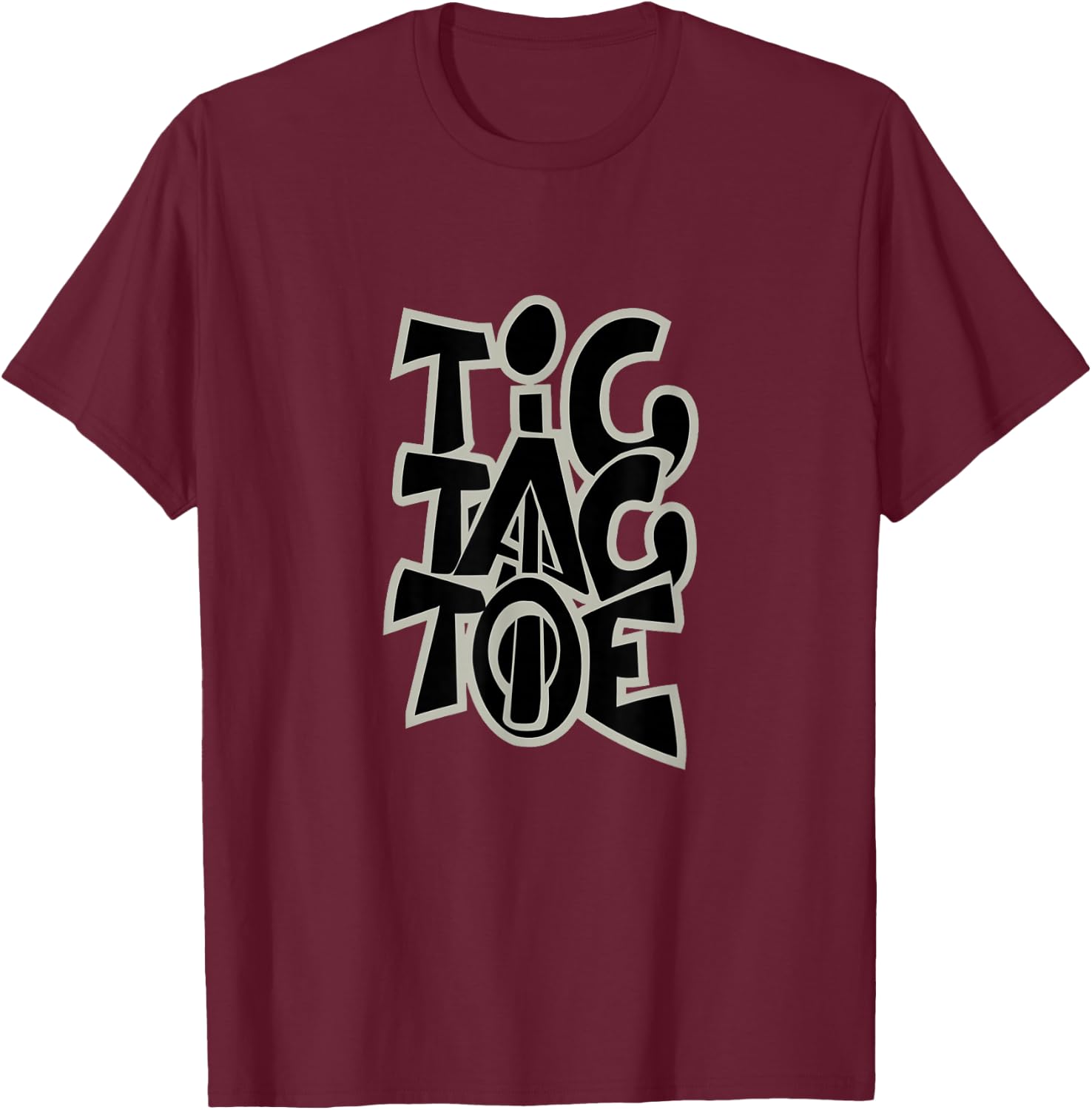 Tic Tac Toe - Men - - Black - S - Short Sleeve - Classic - Casual - Everyday / Leisure - Cotton, Polyester - - Double Stitched Hem - Classic Fit T-Shirt - T-Shirt | Maroon