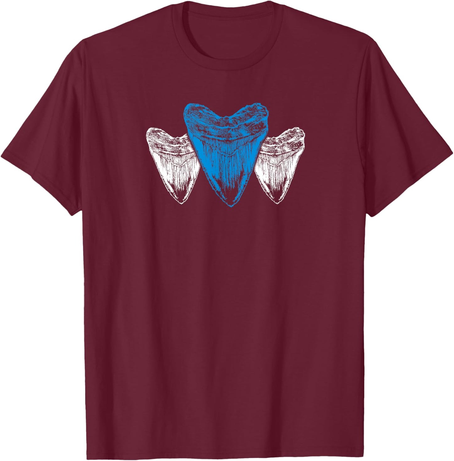 Megalodon fossil teeth T-Shirt - T-Shirt | Maroon