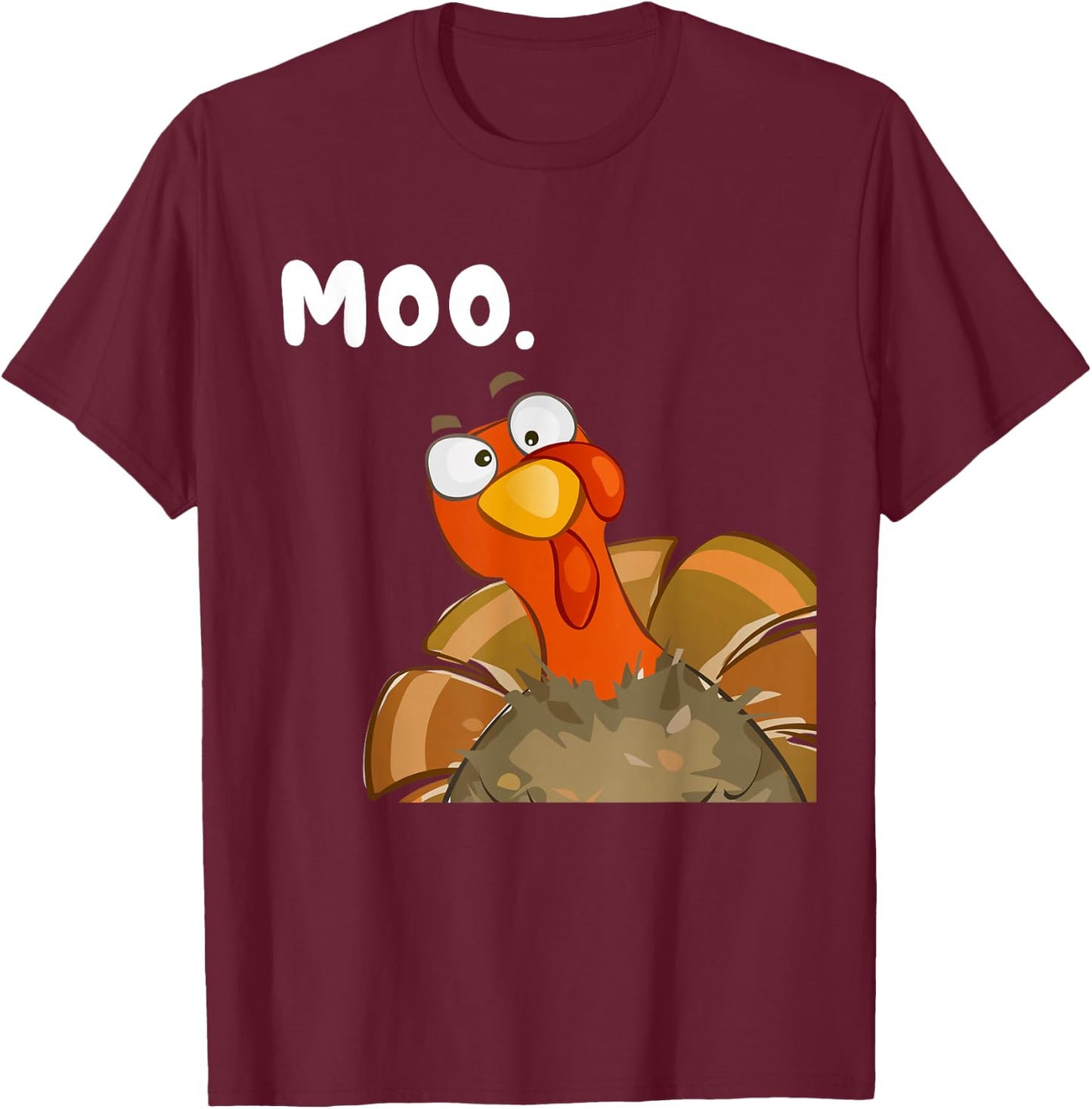 Turkey Moo Funny Thanksgiving Fake Cow Women Kids T-Shirt - T-Shirt | Maroon