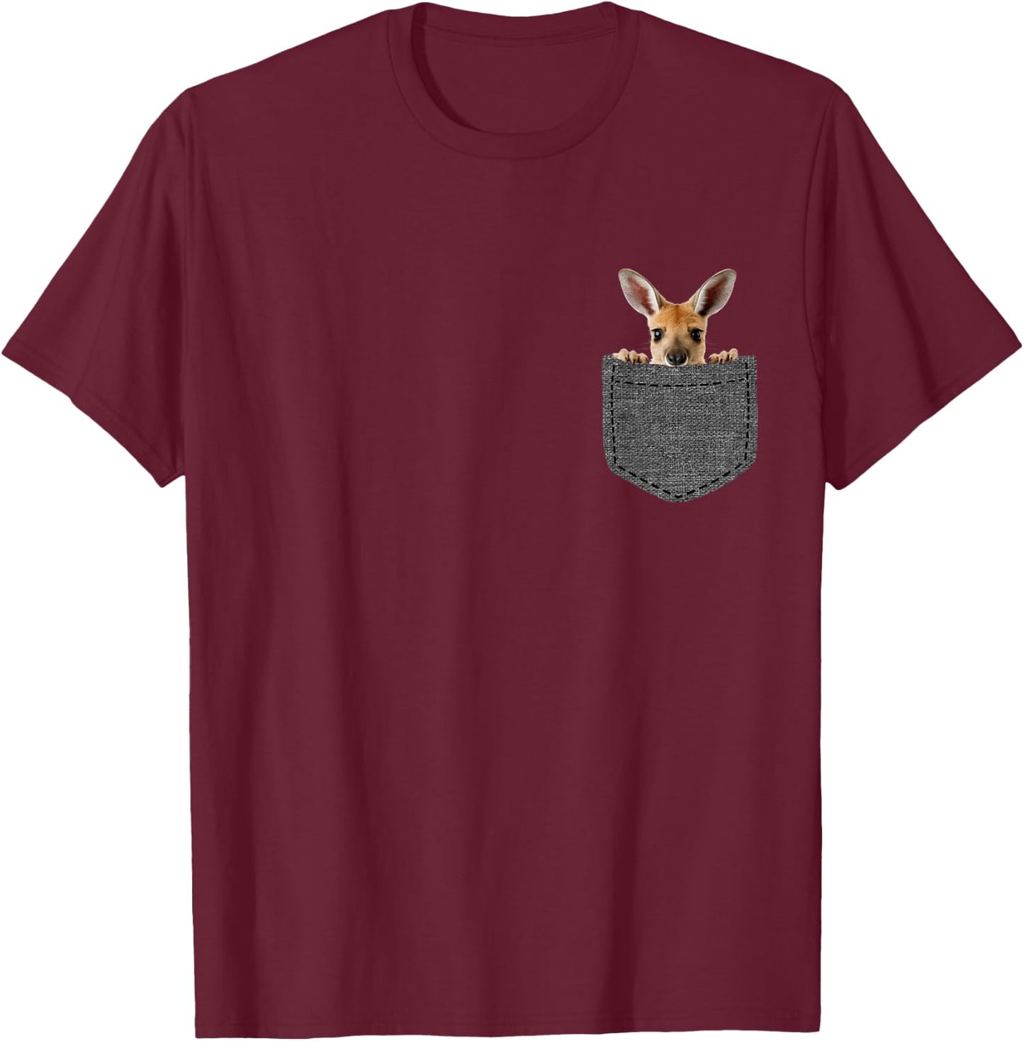 Känguru in Brusttasche T-Shirt - T-Shirt | Maroon