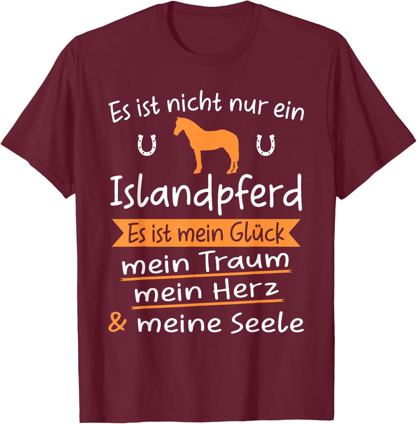 Iceland Horse with Iceland Pony Design, black T-Shirt - T-Shirt | Maroon