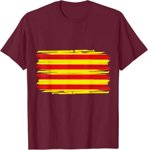 Catalan Flag , Black, S T-Shirt - T-Shirt | Maroon